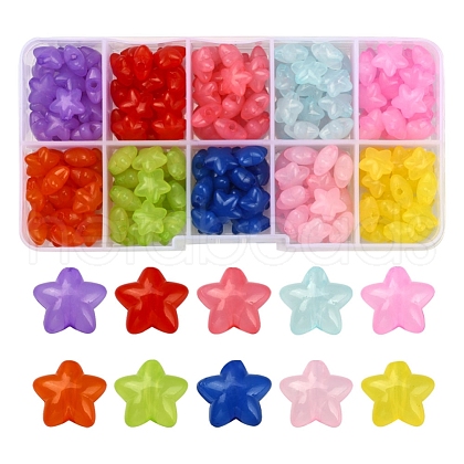 240Pcs 10 Colors Transparent Acrylic Beads MACR-YW0001-89-1