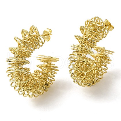 PVD Vacuum Plating 201 Stainless Steel C-shape Stud Earrings with 304 Stainless Steel Pins EJEW-A098-06G-1