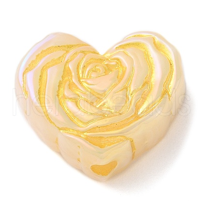 Metal Enlaced Heart Rose Opaque Acrylic Bead OACR-Q190-01A-1