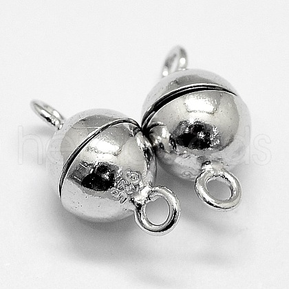 Anti-Tarnish Rhodium Plated 925 Sterling Silver Magnetic Clasps STER-A102-011P-10mm-1
