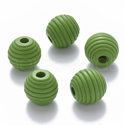 Painted Natural Wood Beehive European Beads WOOD-Q040-019A-A05-1