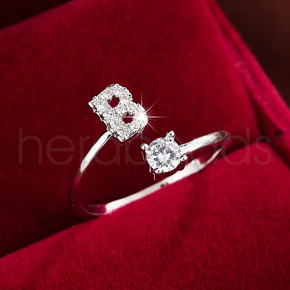Brass & Cubic Zirconia Cuff Rings WG53F6D-02-1