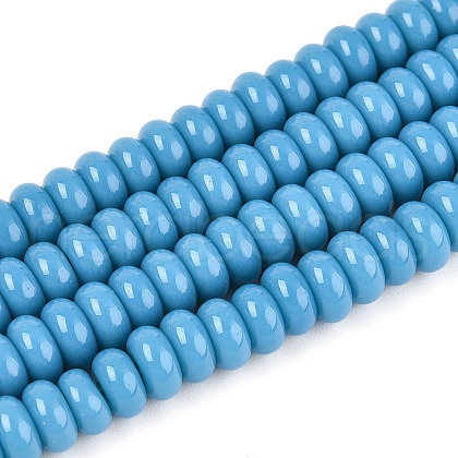 Opaque Spray Painted Glass Beads GLAA-ZX008-6mm-18V-1