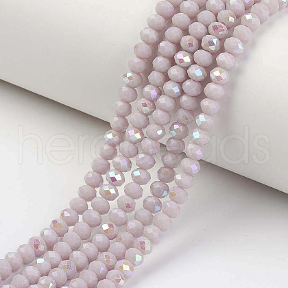 Electroplate Opaque Solid Color Glass Beads Strands X-EGLA-A034-P6mm-L08-1