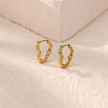 304 Stainless Steel Hammered Heart Hoop Earrrings EJEW-U065-02A-G-1