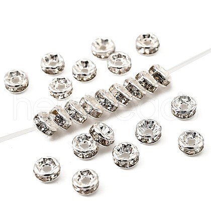 Rack Plating Brass Crystal Rhinestone Rondelle Space Beads RB-D303-S-1
