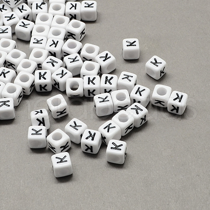 Large Hole Acrylic Letter European Beads SACR-Q103-7mm-01K-1