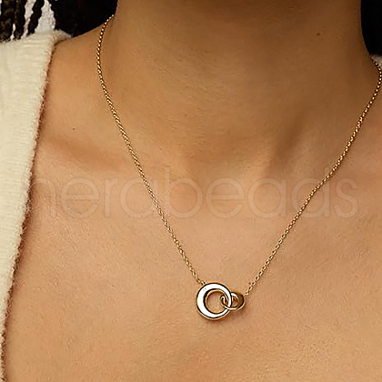 Alloy Interlocking Double Rings Pendant Necklaces for Women FS-WGAF32C-01-1