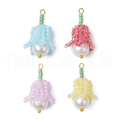 Seed Beads Beaded Charms PALLOY-MZ00363-1