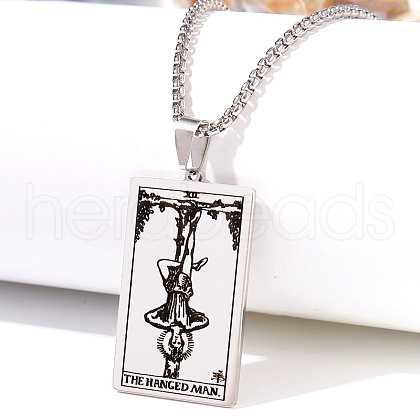 Retro Hip-hop 304 Stainless Steel Tarot Pendant Necklaces for Men FS-WGEC43A-20-1
