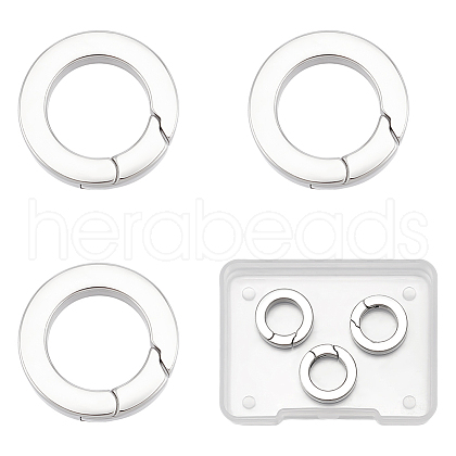 Unicraftale 3Pcs Stainless Steel Spring Gate Rings FIND-UN0016-54B-1