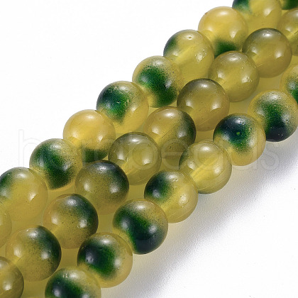 Spray Painted Glass Beads Strands GGLA-S058-001E-07-1
