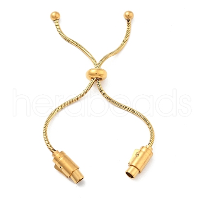 Adjustable 304 Stainless Steel Round Snake Chain Slider Bracelet Making STAS-V008-25G-1