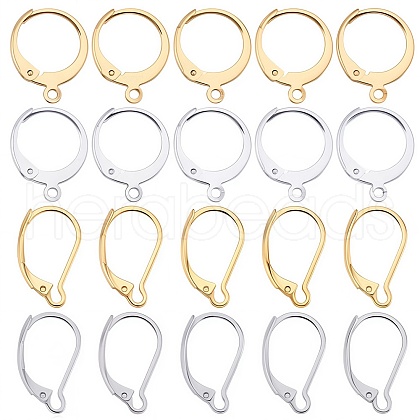 SUNNYCLUE 80Pcs 4 Style 304 Stainless Steel Leverback Earring Findings STAS-SC0005-85-1