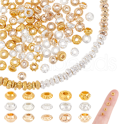 AHADERMAKER 120Pcs 15 Styles Zinc Alloy Spacer Beads FIND-GA0004-65-1