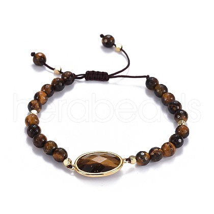 Natural Tiger Eye Braided Bead Bracelets BJEW-JB04210-03-1