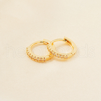 Elegant Brass Clear Cubic Zirconia Hoop Earrings GX1044-1-1