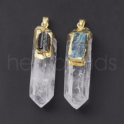 Natural Quartz Crystal Pointed Big Pendants G-P491-12G-1