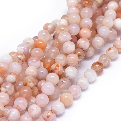 Natural Cherry Blossom Agate Beads Strands G-I249-B01-02-1