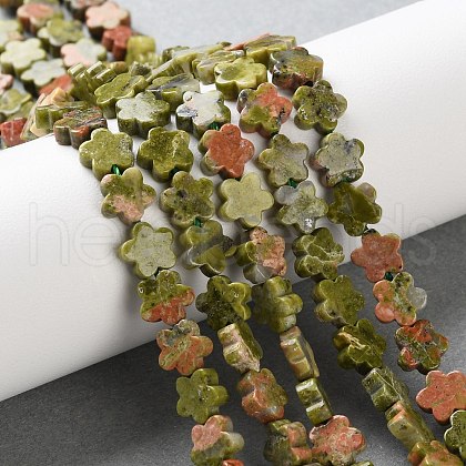 Natural Unakite Beads Strands G-B138-C07-01-1