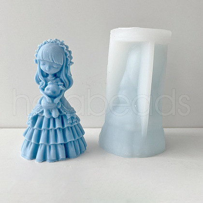 DIY 3D Goddess Girl with Animal Figurine Statue Silicone Molds DIY-G081-01C-1