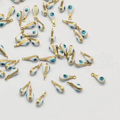 Antique Golden Plated Brass Enamel Charms X-KK-Q571-02C-1