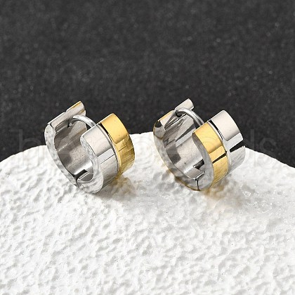 304 Stainless Steel Two Tone Hoop Earrings EJEW-D308-14PG-1