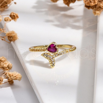 Rack Plating Brass Micro Pave Cubic Zirconia Cuff Finger Rings for Women RJEW-M028-12G-1