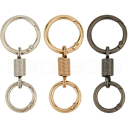 SUNNYCLUE 12Pcs 3 Colors Nordic Retro Zinc Alloy Double Spring Ring Clasps FIND-SC0012-87A-1