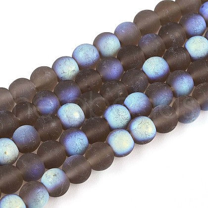 Frosted Transparent Glass Beads Strands GLAA-T032-T4mm-MBB02-1