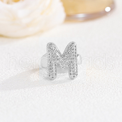Brass Micro Pave Clear Cubic Zirconia Cuff Rings FS-WG4832E-26-1