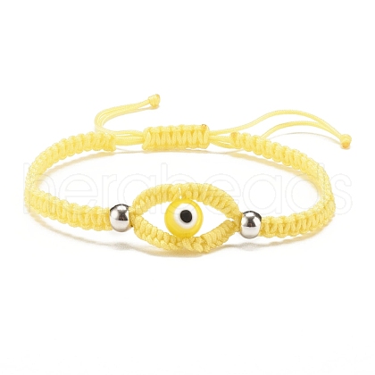 Lampwork Evil Eye Braided Bead Bracelet BJEW-JB07857-02-1