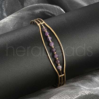 304 Stainless Steel Cuff Bangles for Women BJEW-Z087-08G-1