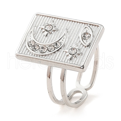 304 Stainless Steel Open Cuff Ring for Women RJEW-F166-03P-02-1