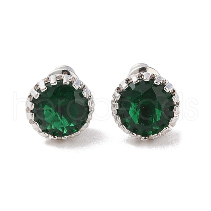 Rack Plating Brass Pave Single Cubic Zirconia Stud Earrings EJEW-I304-02P-05-1