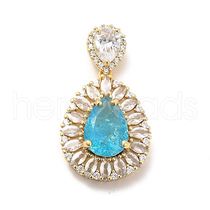Brass Clear Cubic Zirconia Pendants KK-I695-065G-02-1