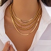 4Pcs 4 Styles CCB Plastic Round Beaded Necklaces and Iron Snake Chain Necklaces NJEW-V003-07G-1