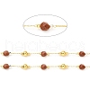 Handmade Natural Red Picture Jasper & Brass Round Beaded Chains for Necklaces Bracelets Making CHC-A006-14G-1