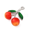 Brass Green Enamel & Plastic Cherry Pendants KK-I276-17P-3