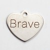 Non-Tarnish Stainless Steel Heart Pendants STAS-L165-C12-1
