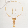Elegant Brass Multilayer Geometric Necklace & Earrings Sets for Women ID8941-4