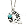 Letter A~Z Antique Silver Plated Alloy with Synthetic Turquoise Pendant Necklaces NJEW-G080-01Q-1