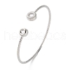 Clear Cubic Zirconia Open Cuff Bangle BJEW-G737-01P-02-4