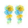 Flower Alloy Glass Seed Beaded Dangle Stud Earrings FS-WGCF6D7-01-1
