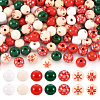 140Pcs 7 Styles Painted Natural Wood European Beads WOOD-TA0001-65-11