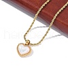 304 Stainless Steel Pave Shell Heart Pendant Rope Chain Necklaces for Women NJEW-Z070-02G-3