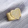 Brass Micro Pave Clear Cubic Zirconia Cuff Rings for Women RJEW-H248-08G-03-1