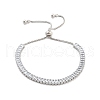 Brass Pave Clear Cubic Zirconia Rectangle Box Chain Slider Bracelets BJEW-B094-05A-P-1