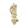 Brass Clear Cubic Zirconia Grim Reaper Connector Charms KK-C090-36G-01-1