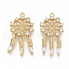 Brass Micro Pave Clear Cubic Zirconia Pendants ZIRC-T011-12G-NF-1